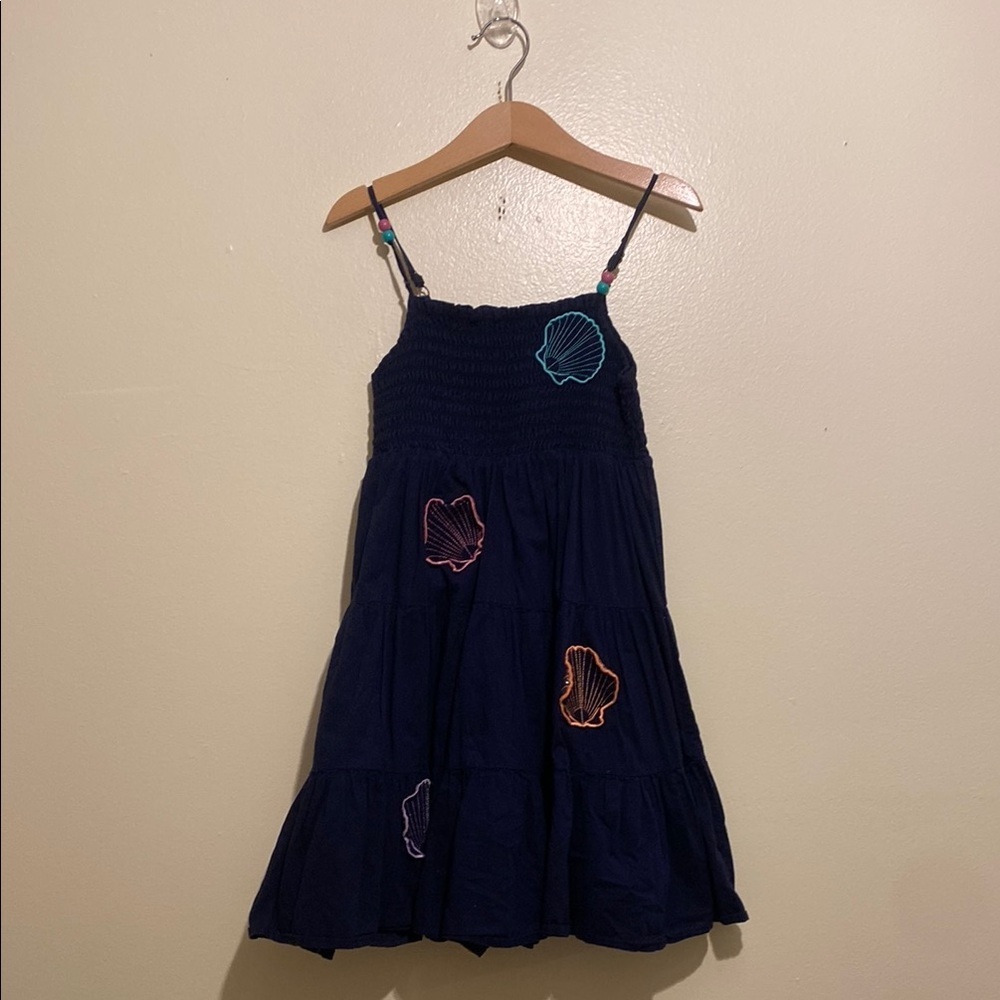 MAGGIE & ZOE Navy Blue Kids Dress with Shell Embroidery. Size 5 T